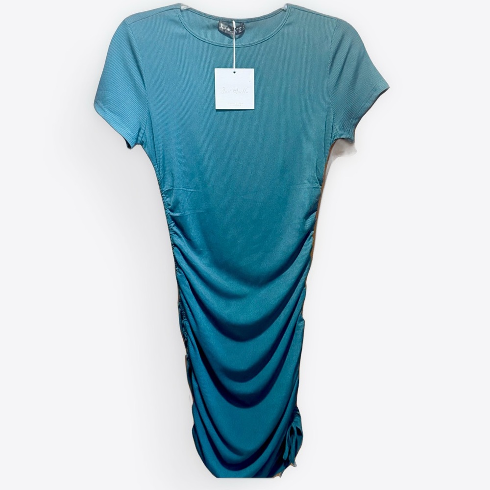 NWT Just Quella Green Ruched Dress